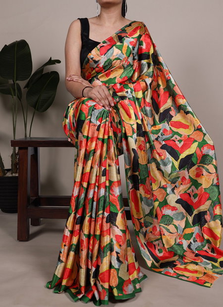 Ynf7027 Satin Silk With Floral Print Saree Wholesale Suppliers In Mumbai